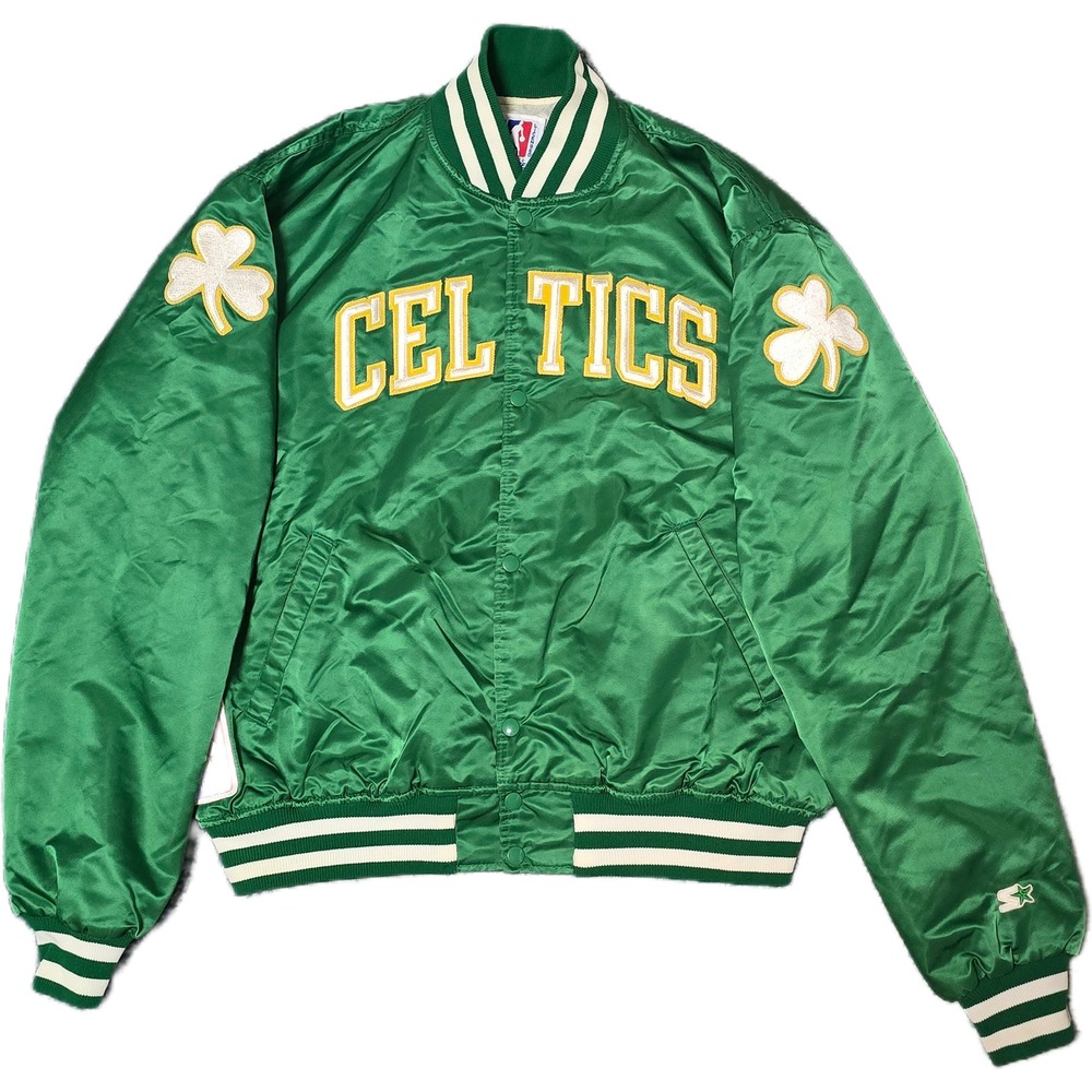 Vintage 80's Starter Satin Jacket Mens XXL Green Boston Celtics NBA Varsity
